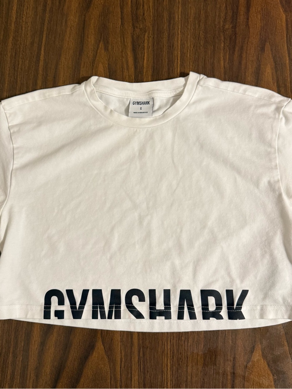 Gymshark White Crop Top with Black Hem Logo